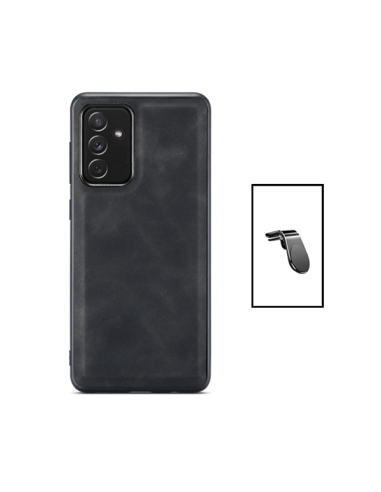 Kit Capa MagneticLeather + Suporte L Safe Driving para Samsung Galaxy A04s - Preta