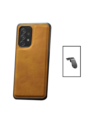 Kit Capa MagneticLeather + Suporte L Safe Driving para Samsung Galaxy A13 - Castanha