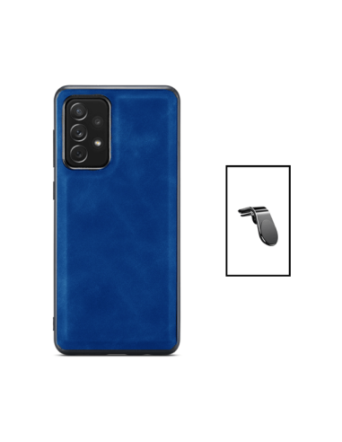 Kit Capa MagneticLeather + Suporte L Safe Driving para Samsung Galaxy A52 - Azul