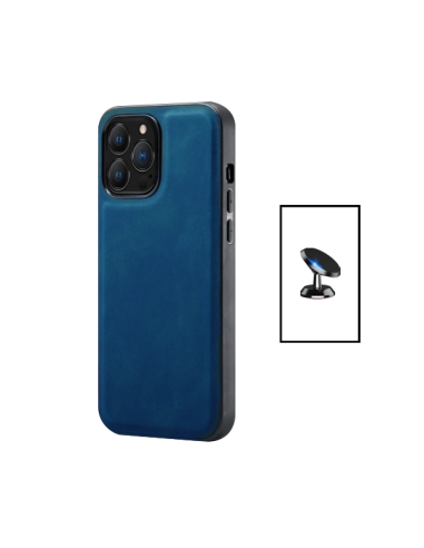 Kit Capa MagneticLeather + Suporte Magnético para Apple iPhone 14 Pro Max - Azul