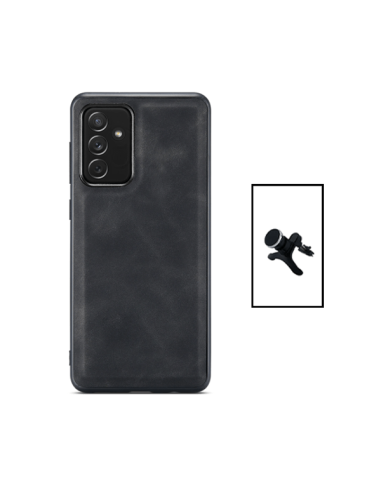 Kit Capa MagneticLeather + Suporte Magnético Reforçado de Carro para Samsung Galaxy A04s - Preta