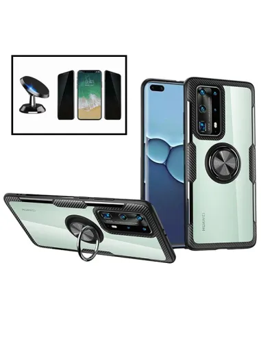 Kit Película Anti-Spy + Capa 3x1 Clear Armor + Suporte Magnético para Huawei Nova 7i