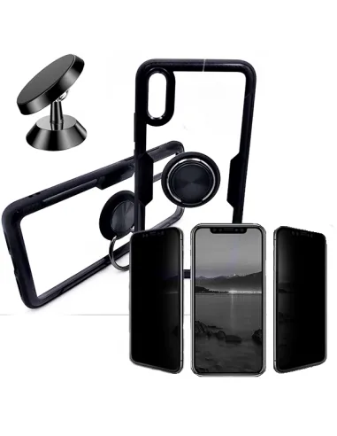 Kit Película Anti-Spy + Capa 3x1 Clear Armor + Suporte Magnético para Huawei P30