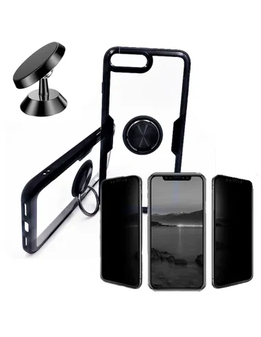 Kit Película Anti-Spy + Capa 3x1 Clear Armor + Suporte Magnético para iPhone 7 / 8