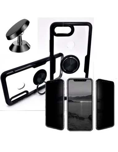 Kit Película Anti-Spy + Capa 3x1 Clear Armor + Suporte Magnético para Xiaomi Mi 8 Lite