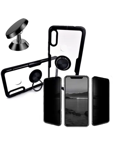 Kit Película Anti-Spy + Capa 3x1 Clear Armor + Suporte Magnético para Xiaomi Redmi 7