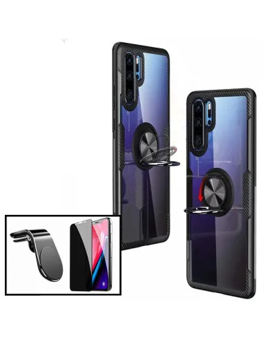 Kit Película Anti-Spy + Capa 3x1 Clear Armor + Suporte Magnético L para Huawei Mate 20