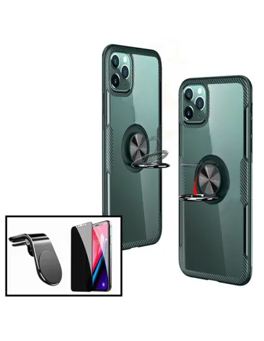 Kit Película Anti-Spy + Capa 3x1 Clear Armor + Suporte Magnético L para iPhone SE 2022