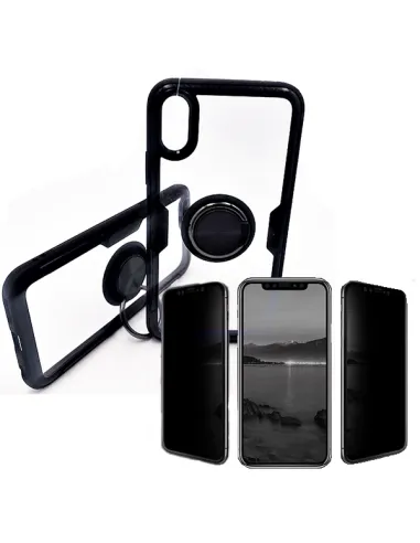 Kit Película Anti-Spy + Capa 3x1 Clear Armor para iPhone X / XS