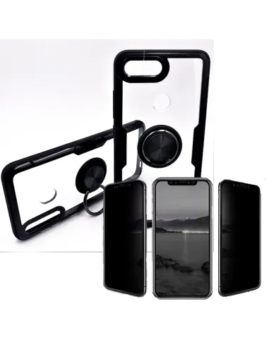 Kit Película Anti-Spy + Capa 3x1 Clear Armor para Xiaomi Mi 8 Lite