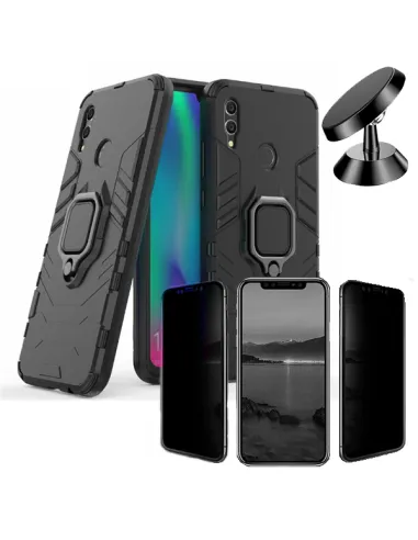 Kit Película Anti-Spy + Capa Military + Suporte Magnético para Huawei Honor 10 Lite