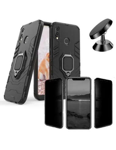 Kit Película Anti-Spy + Capa Military + Suporte Magnético para Huawei P20 Lite