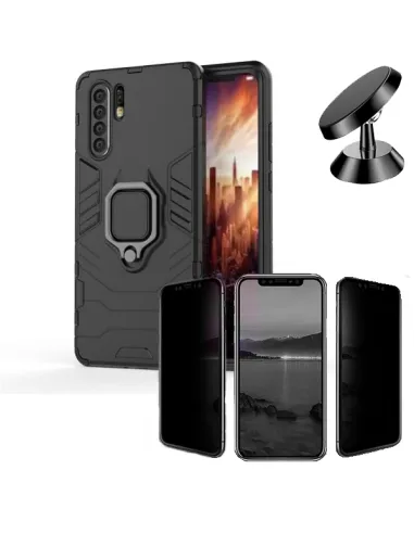 Kit Película Anti-Spy + Capa Military + Suporte Magnético para Huawei P30 Lite