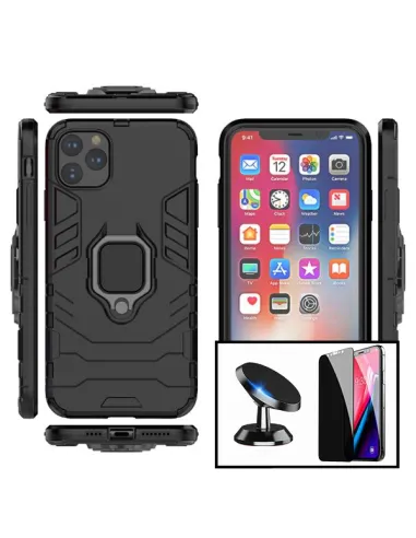 Kit Película Anti-Spy + Capa Military + Suporte Magnético para iPhone 11