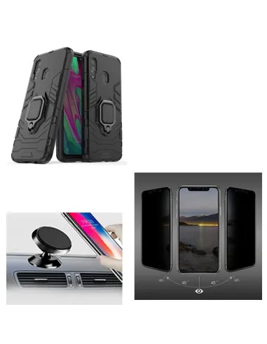 Kit Película Anti-Spy + Capa Military + Suporte Magnético para Samsung Galaxy A40