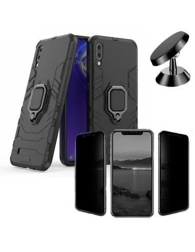 Kit Película Anti-Spy + Capa Military + Suporte Magnético para Samsung Galaxy M30