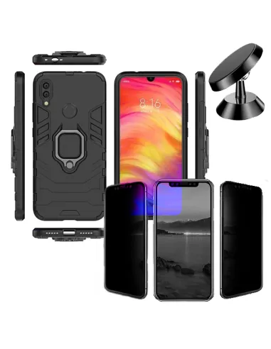 Kit Película Anti-Spy + Capa Military + Suporte Magnético para Xiaomi Redmi 7