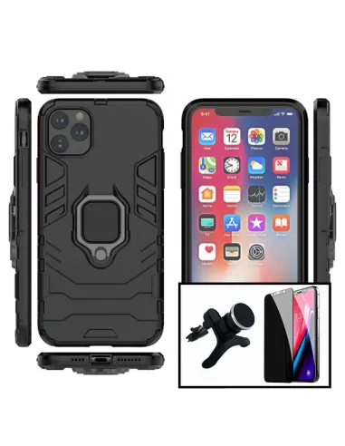 Kit Película Anti-Spy + Capa Military + Suporte Magnético Reforçado para iPhone 12