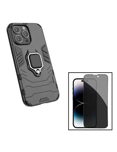 Kit Película Anti-Spy + Capa Military para Apple iPhone 15 - Preto