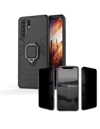 Kit Película Anti-Spy + Capa Military para Huawei P30 Lite New Edition