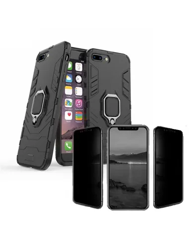 Kit Película Anti-Spy + Capa Military para iPhone 7 Plus / 8 Plus