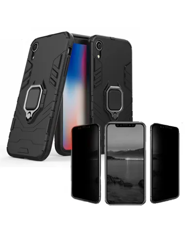 Kit Película Anti-Spy + Capa Military para iPhone XR