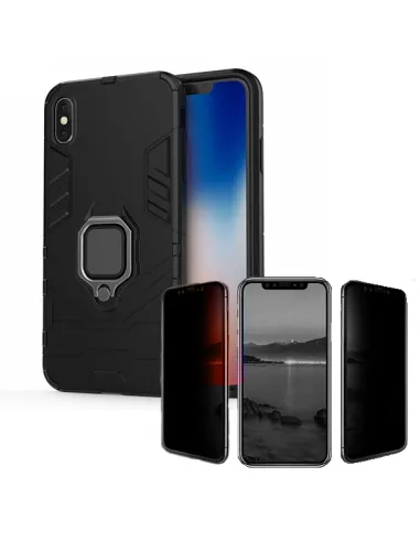 Kit Película Anti-Spy + Capa Military para iPhone XS Max