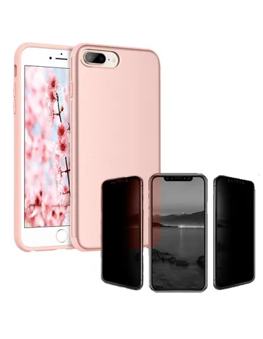 Kit Película Anti-Spy + Capa SlimShield para iPhone 7 Plus / 8 Plus - Rosa