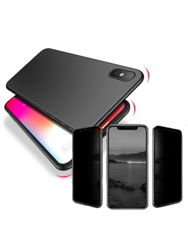 Kit Película Anti-Spy + Capa SlimShield para iPhone X / XS - Preto