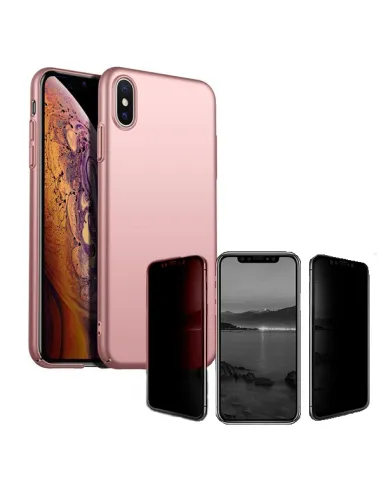 Kit Película Anti-Spy + Capa SlimShield para iPhone X / XS - Rosa