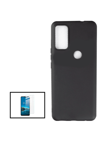 Kit Capa Silicone Líquido + Vidro Temperado ClearGlass para TCL 20R 5G - Preto