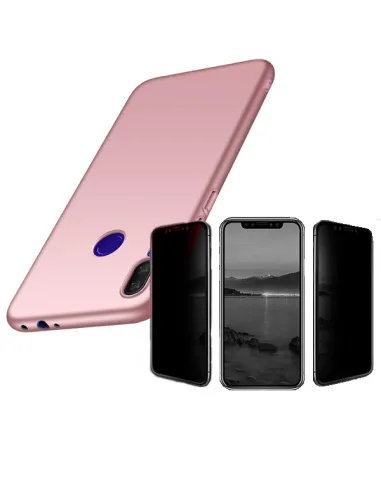 Kit Película Anti-Spy + Capa SlimShield para Xiaomi Redmi 7 - Rosa