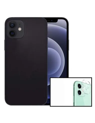 Kit Película de Câmara Traseira + Capa Silicone Líquido para iPhone 12 - Preto