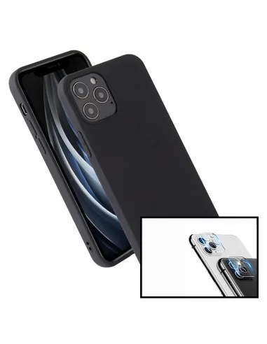 Kit Película de Câmara Traseira + Capa Silicone Líquido para iPhone 12 Pro - Preto