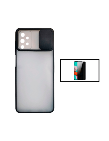 Kit Capa Slide Window Anti Choque Frosted + Película 5D Anti-Spy para Samsung Galaxy A52 - Preto