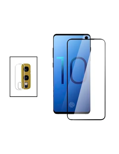 Kit Película de Camara Traseira + Vidro Temperado Vidro Full Cover Curved para Samsung Galaxy S10e