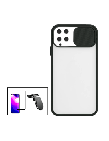 Kit Capa Slide Window Anti Choque Frosted + Película 5D Full Cover + Suporte Magnético L Safe Driving Carro para Samsung Galaxy 