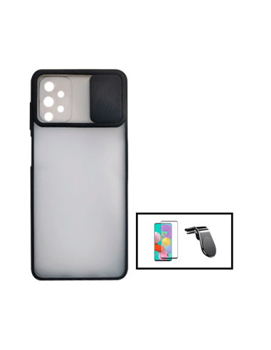 Kit Capa Slide Window Anti Choque Frosted + Película 5D Full Cover + Suporte Magnético L Safe Driving Carro para Samsung Galaxy 