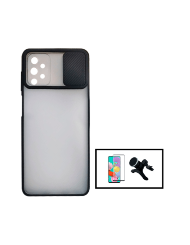 Kit Capa Slide Window Anti Choque Frosted + Película 5D Full Cover + Suporte Magnético Reforçado de Carro para Samsung Galaxy A5