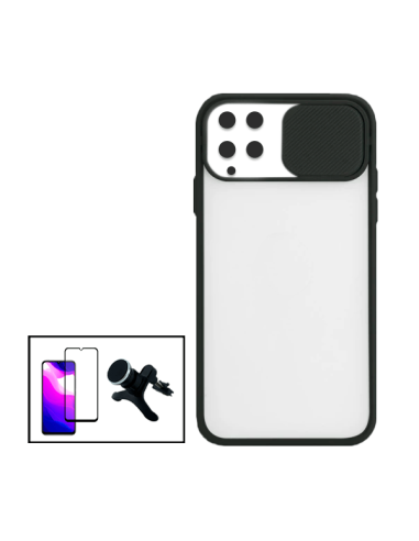 Kit Capa Slide Window Anti Choque Frosted + Película 5D Full Cover + Suporte Magnético Reforçado de Carro para Samsung Galaxy M2
