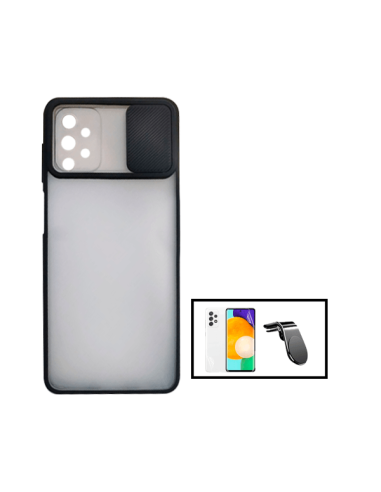 Kit Capa Slide Window Anti Choque Frosted + Película Hydrogel Full Cover + Suporte Magnético L Safe Driving Carro para Samsung G