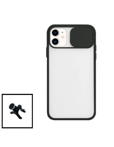 Kit Capa Slide Window Anti Choque Frosted + Suporte Magnético Reforçado de Carro para iPhone 7 - Preto