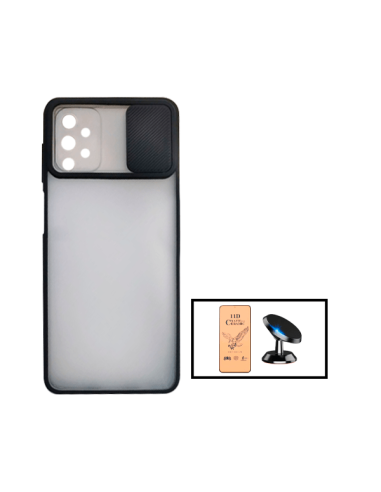 Kit Capa Slide Window Anti Choque Frosted + Vidro Temperado CeramicGlass + Suporte Magnético de Carro para Samsung Galaxy A52 - 