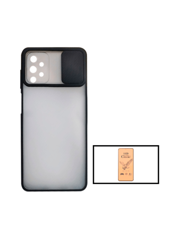 Kit Capa Slide Window Anti Choque Frosted + Vidro Temperado CeramicGlass para Samsung Galaxy A52 5G - Preto