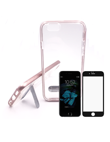 Kit Capa Spigen Crystal Hybrid + Película de Vidro Temperado Full Cover para iPhone 5 / 5S / SE - Rosa