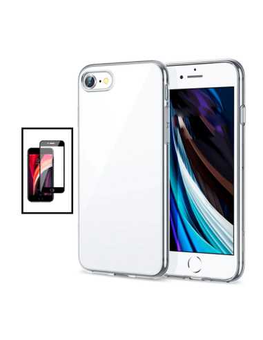 Kit Capa SuperProtect Anti-Shock + Película de Vidro Temperado 5D Full Cover para Apple iPhone SE 2022 - Transparente