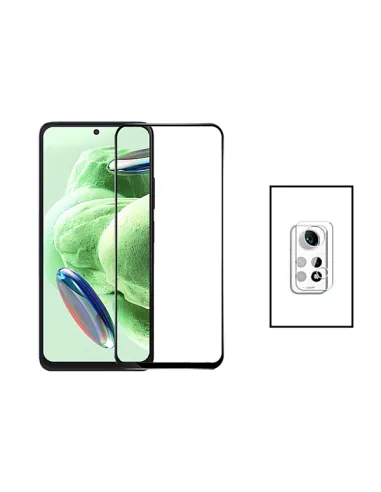 Kit Película de Camara Traseira + Vidro Temperado Vidro Full Cover para Xiaomi Redmi Note 12 Pro 4G - Transparente/Preto