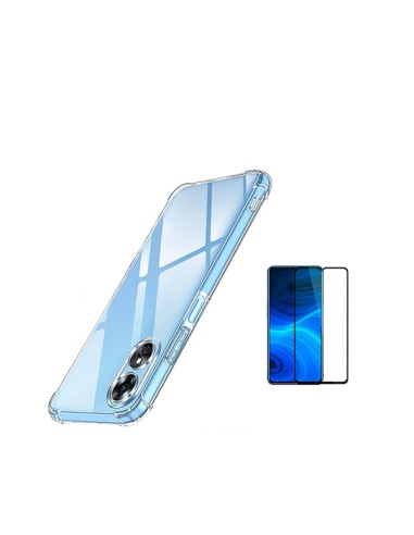 Kit Capa SuperProtect Anti-Shock + Película de Vidro Temperado 5D Full Cover Phonecare para Oppo A17 - Transparente