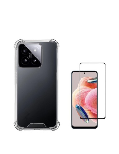 Kit Capa SuperProtect Anti-Shock + Película de Vidro Temperado 5D Full Cover Phonecare para Xiaomi 14 - Transparente