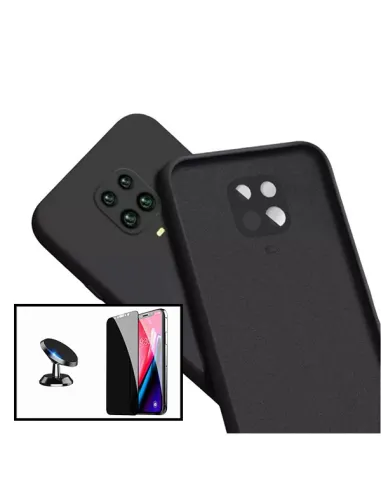 Kit Vidro Anti-Spy + Capa Silicone Líquido + Suporte Magnético para Xiaomi Poco M2 Pro